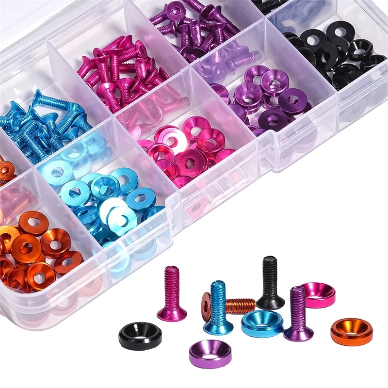 

GooBetter 200Pcs Multicolor Hex Screws and Washer Set M3 Aluminum Alloy Washers for RC/FPV/PC/Drone/Mechanical Accessories Parts