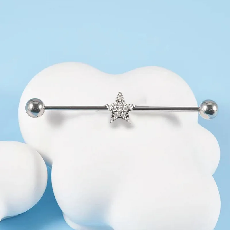 G23 Titanium Alloy Straight Bar Barbell Piercing Nails Industrial Ear Bridge Double Ear Hole Earrings Copper Jewelry Wholesale