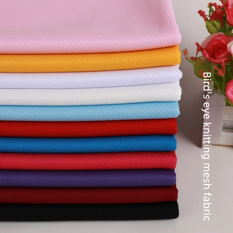 Bird's Eye Knitted Mesh Fabric 75D By Meter for Sewing Basketball Uniform Sportswear Mask Cloth Breathable Soft Textile Pink Red