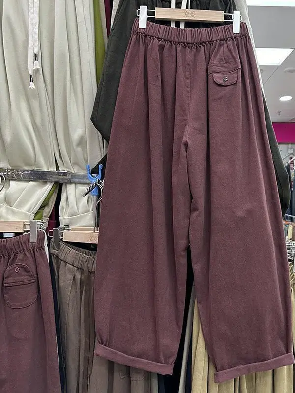 Pantaloni a gamba larga retrò giapponesi Sle Pantaloni larghi a vita alta da donna Casual Versatili Autunno Faion Workwear Sle Taglio dritto