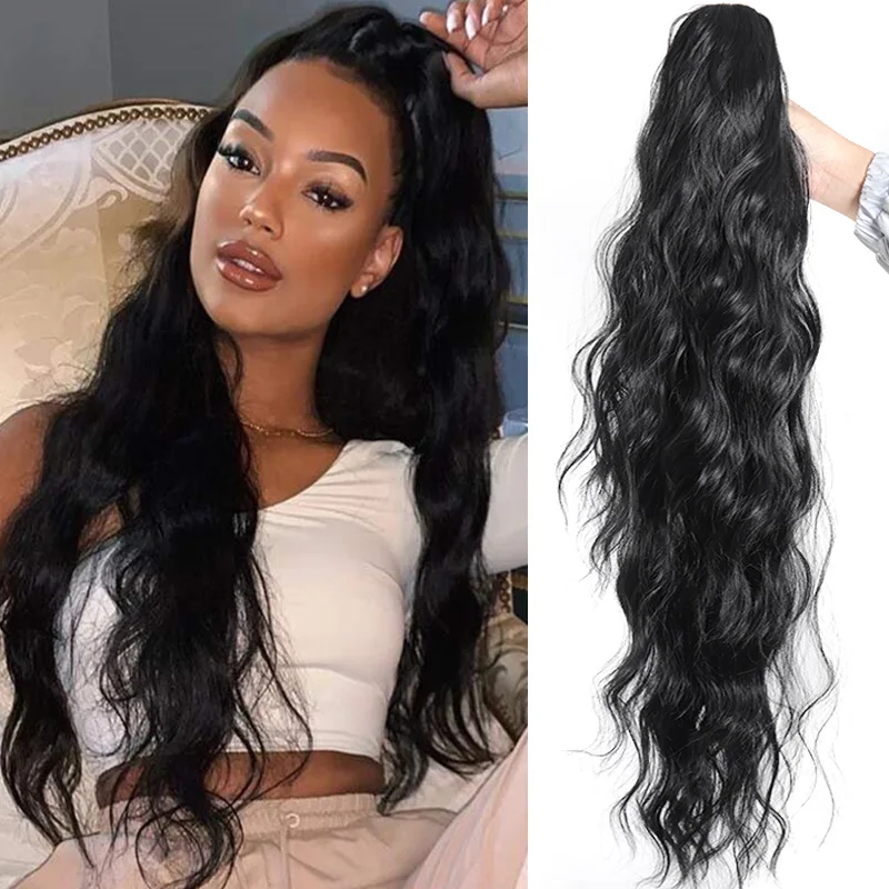 

LUPU Synthetic Curly Wavy Ponytail Extension 26-inch Long Claw Clip Ponytail Hair Extensions For Women Daily Party Festival Use