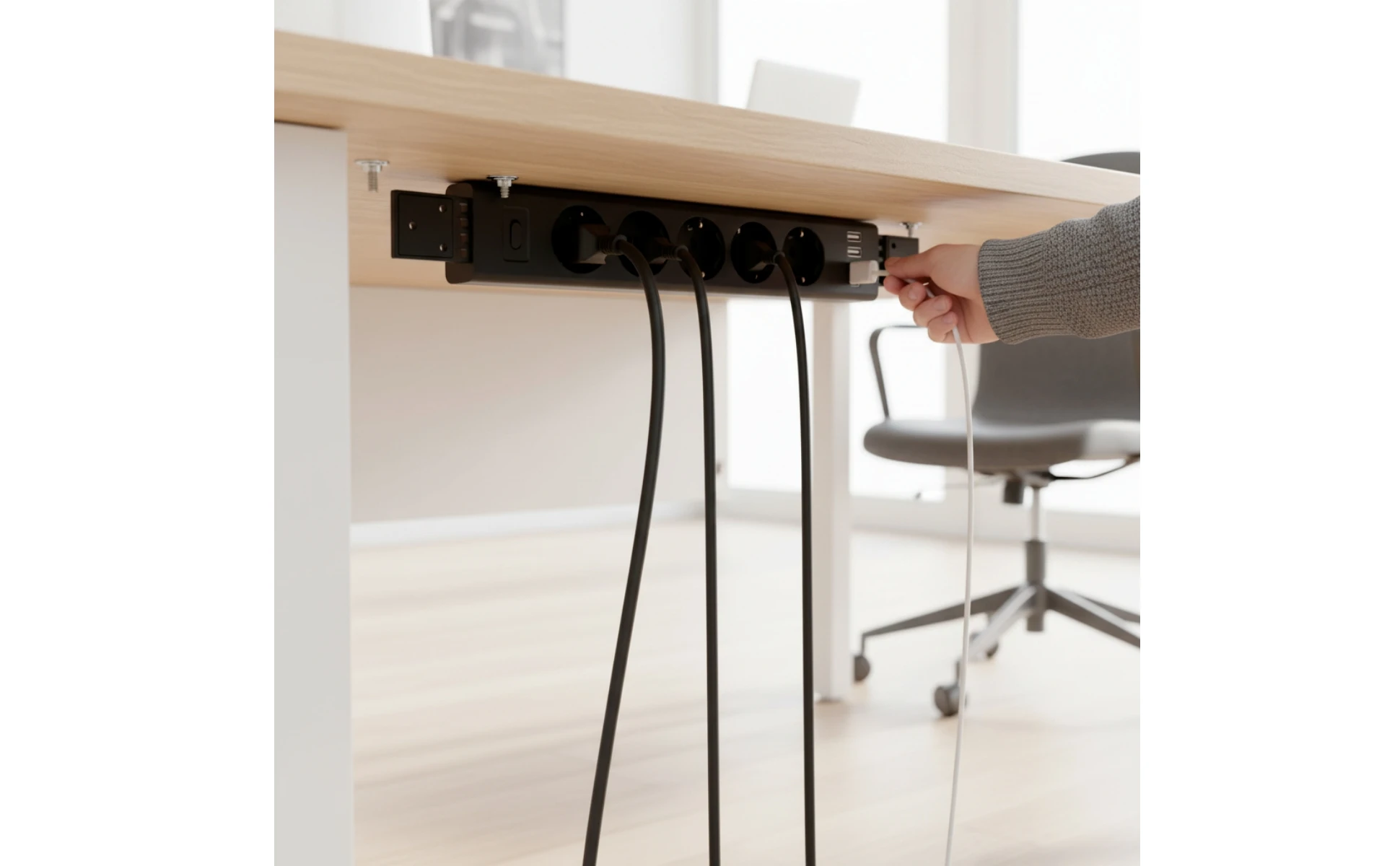 Under Desk Power Strip Space-Saving Power Strip with USB Ports Outlet Safe Ultra-Thin for Telecommuter Workers, Office Under Desk Power Strip Space-Saving Power Strip with USB Ports Outlet Safe Ultra-Thin for Telecommuter Workers, Office