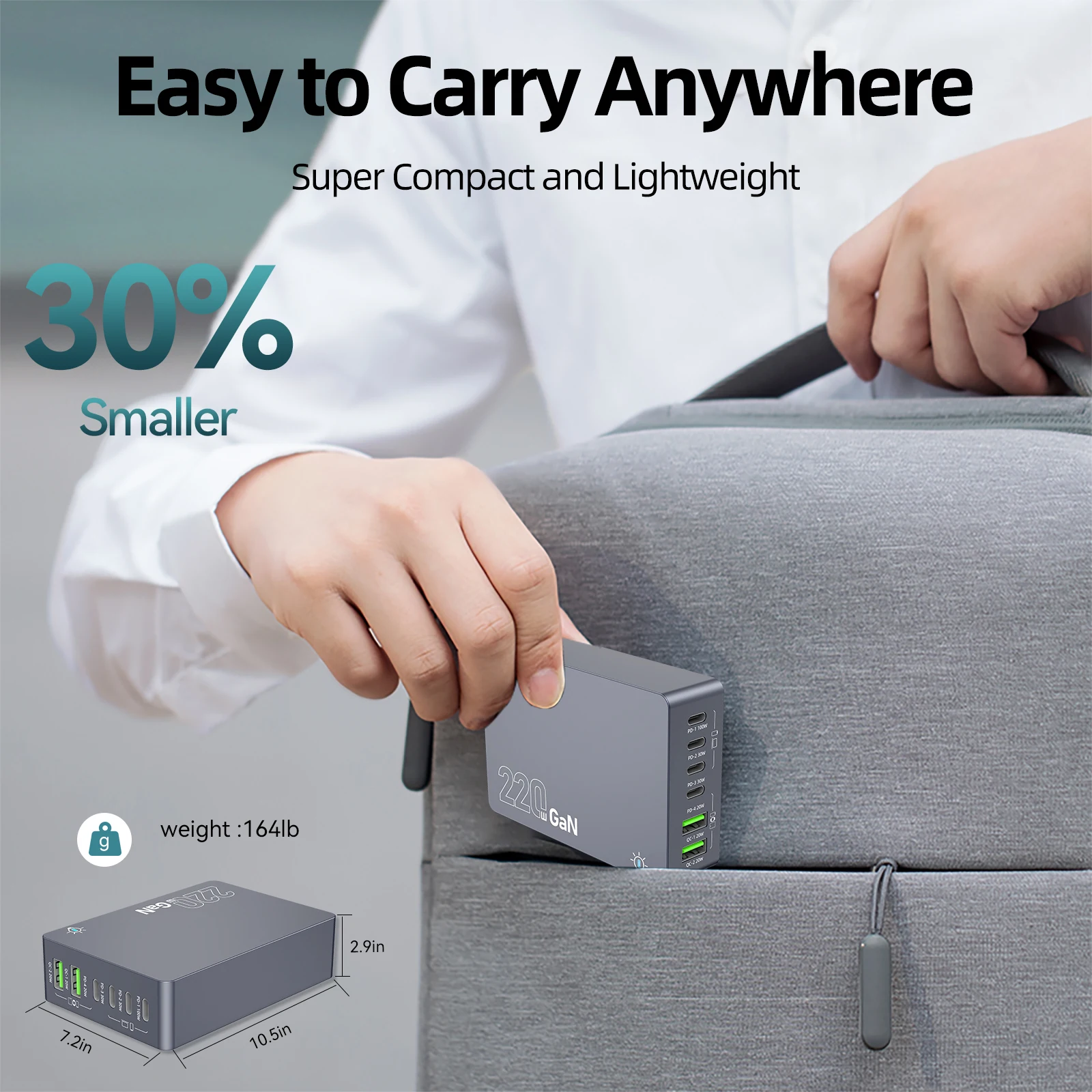 220W USB C Charger Block, 6-Port GaN USB C Charging Station PD 100W PC Laptop Fast Charger Adapter Compatible with iPhone 16 F8A