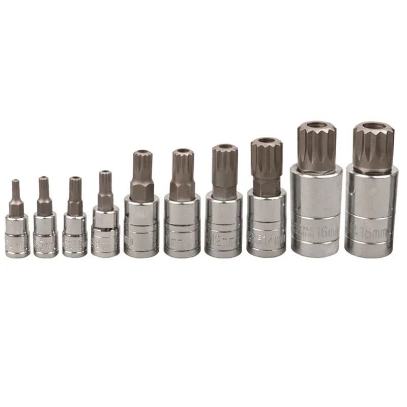 10PCS/Set XZN Tampered Triple Square Spline Bit Socket Driver Set with Storage Box,M4-5-6,M8-9-10-12,M14,M16,18 - CRV puntas