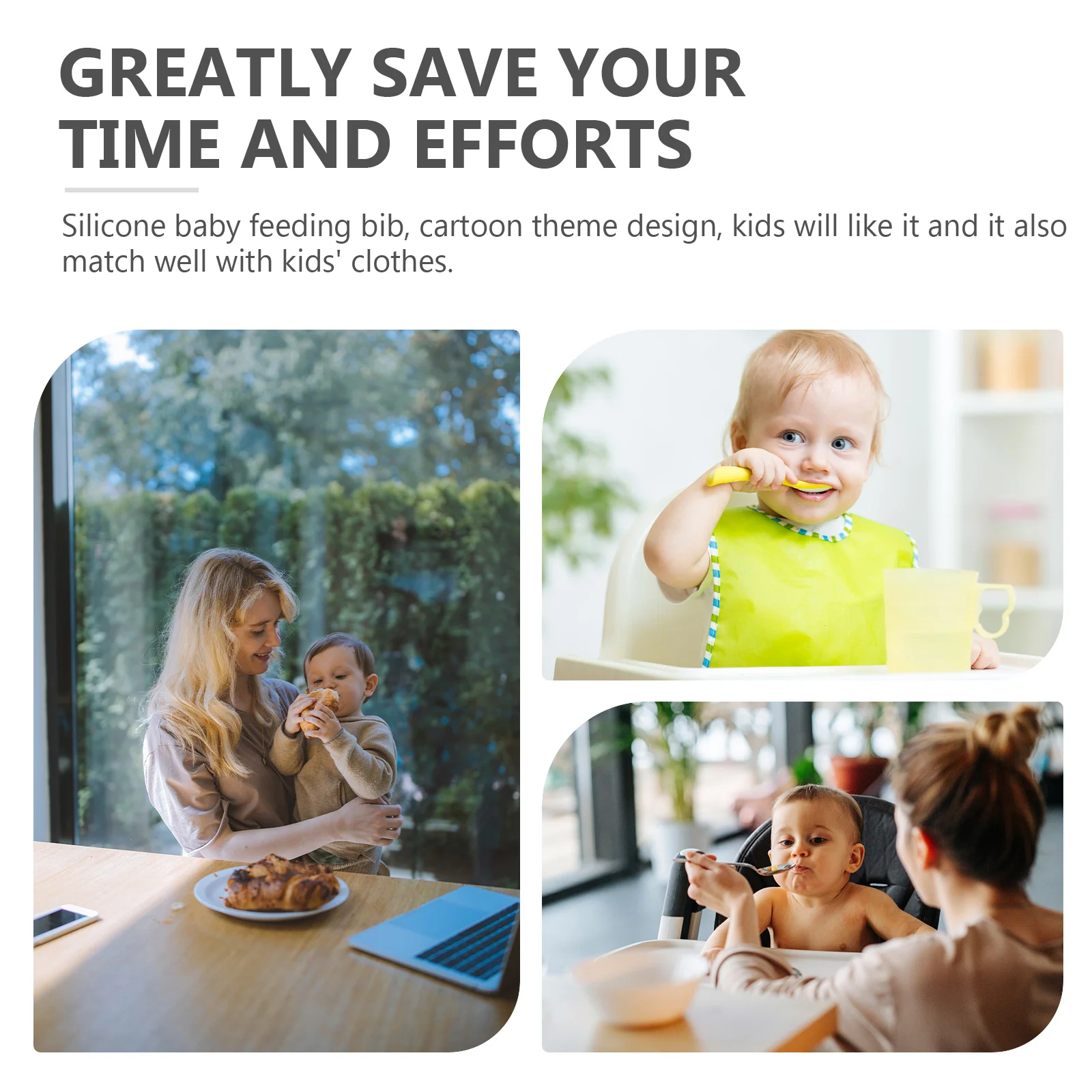 

Adjustable Silicone Bib for Baby Toddler Waterproof Feeding Bib with Long Serving Life Easy to Wipe Clean