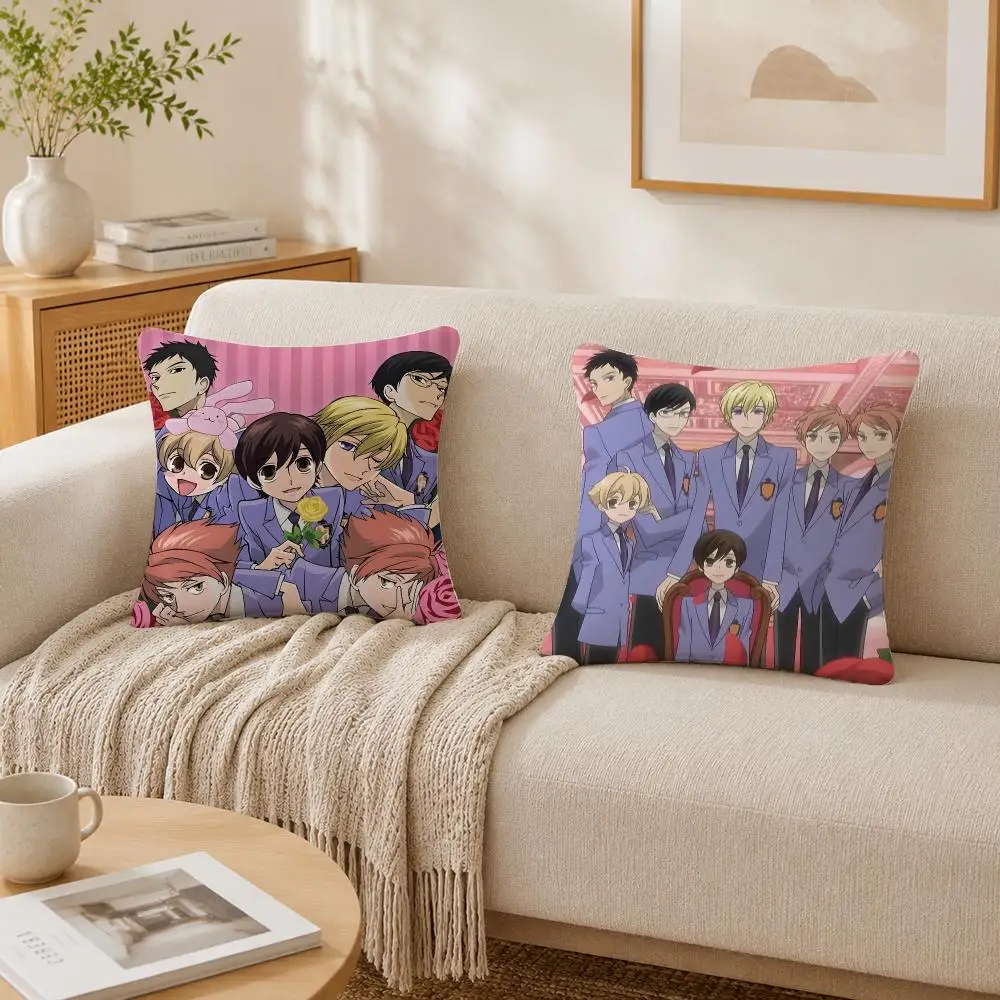 Anime O-Ouran High School Host Club Cushion Cover Plush Decorative Pillow Case With Hidden Zipper Cutecore Room Decor For Home