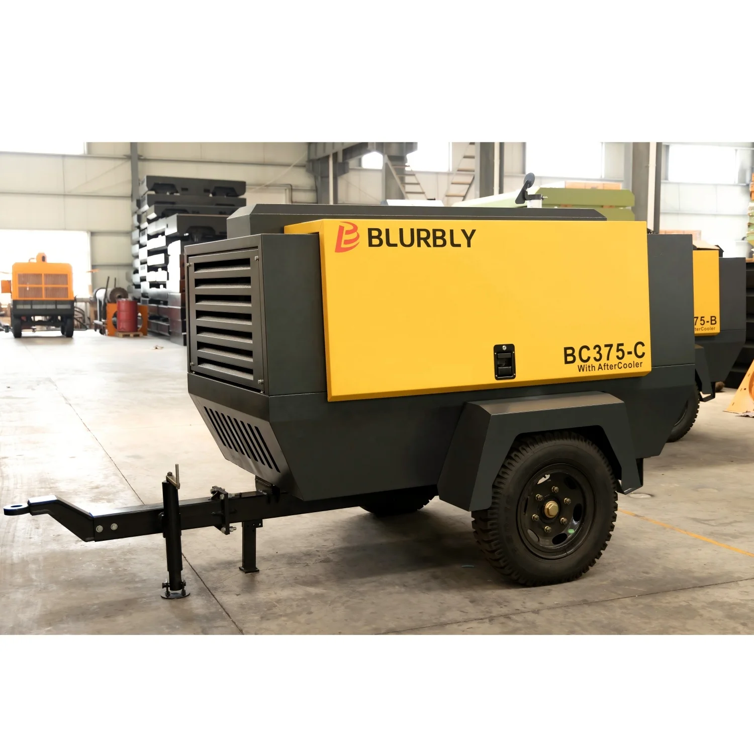Blurbly 375 350 CFM 150psi Portable Cummins  Engine Driven Air Compressor Aftercooler Sand Blaster Jack Hammer 12 Bar 380V