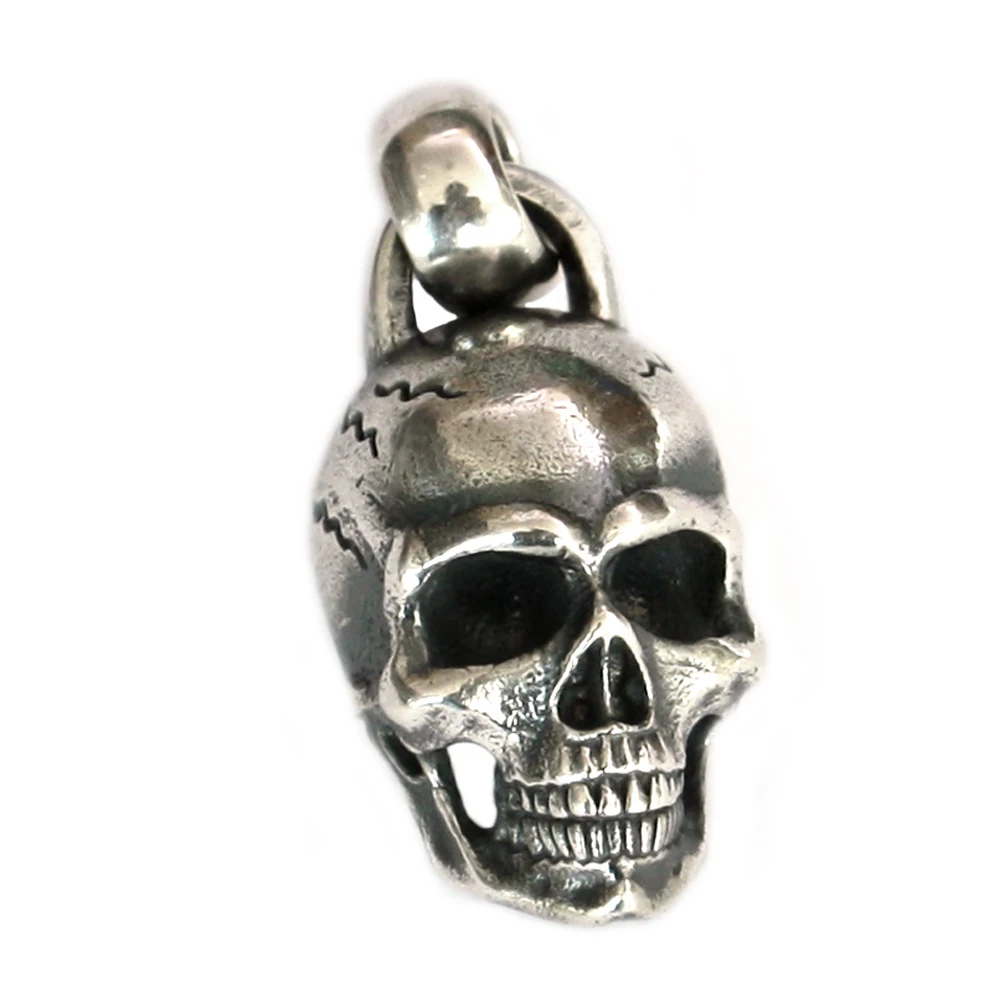 

925 Sterling Silver Details Skull Pendant Mens Biker Rock Punk Pendant TA181 GC