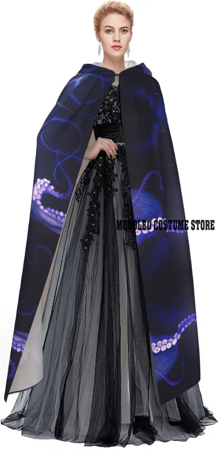 الأرجواني الأخطبوط للجنسين مقنعين الرأس هالوين عباءة تأثيري ازياء حزب الرأس مع غطاء محرك السيارة المتضخم للبالغين