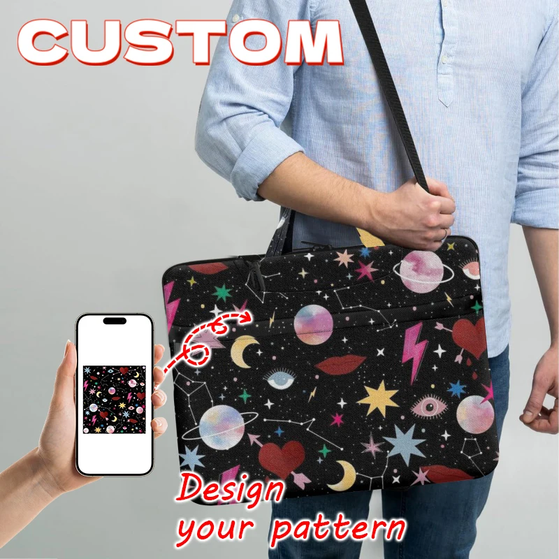

Personalized Laptop Handbags With Handle, DIY Customized Lightweight Multi-pockets Commuting Briefcase With Zipper Closure