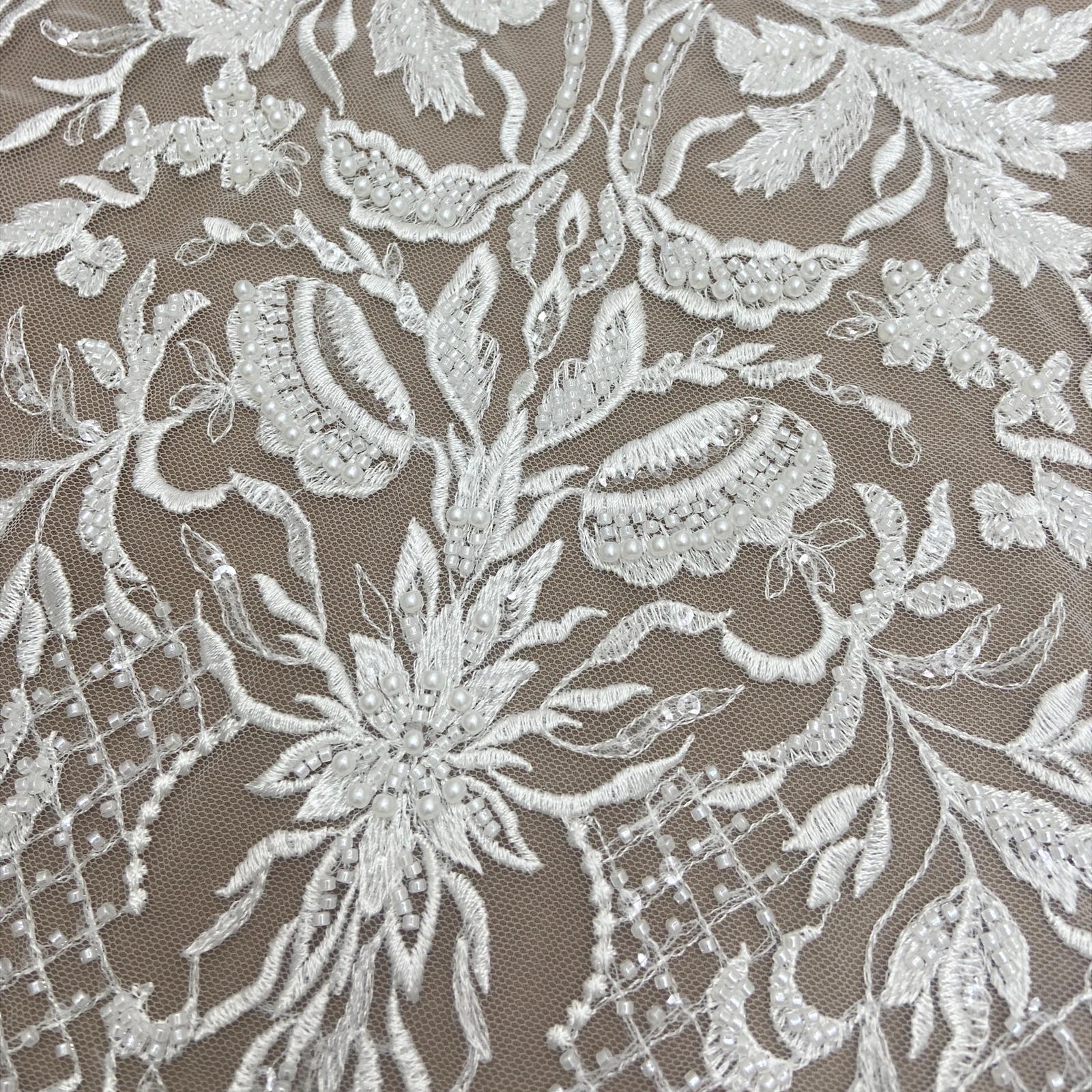 New Luxury Beaded Embroidery High-Grade Private Custom Wedding Dresses Evening Lace Fabric