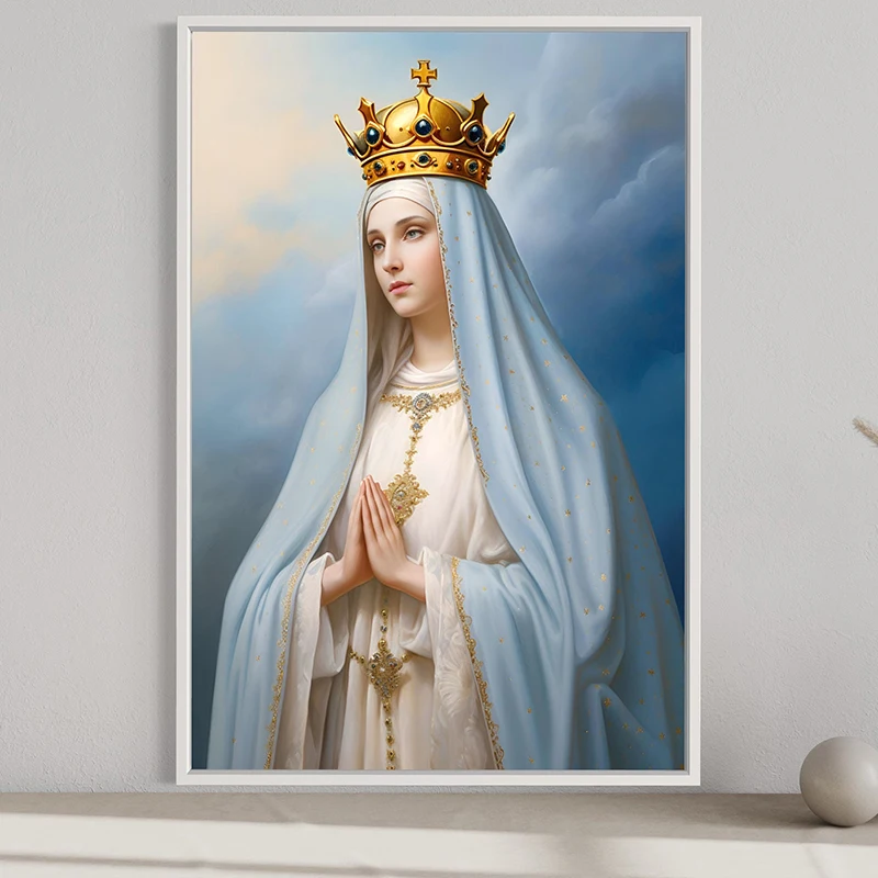 Catholic Mythology and Maria Wall Art Poster Beautiful Angel Canvas Print Devout Faith Drawing Living Room Bedroom Home Decor