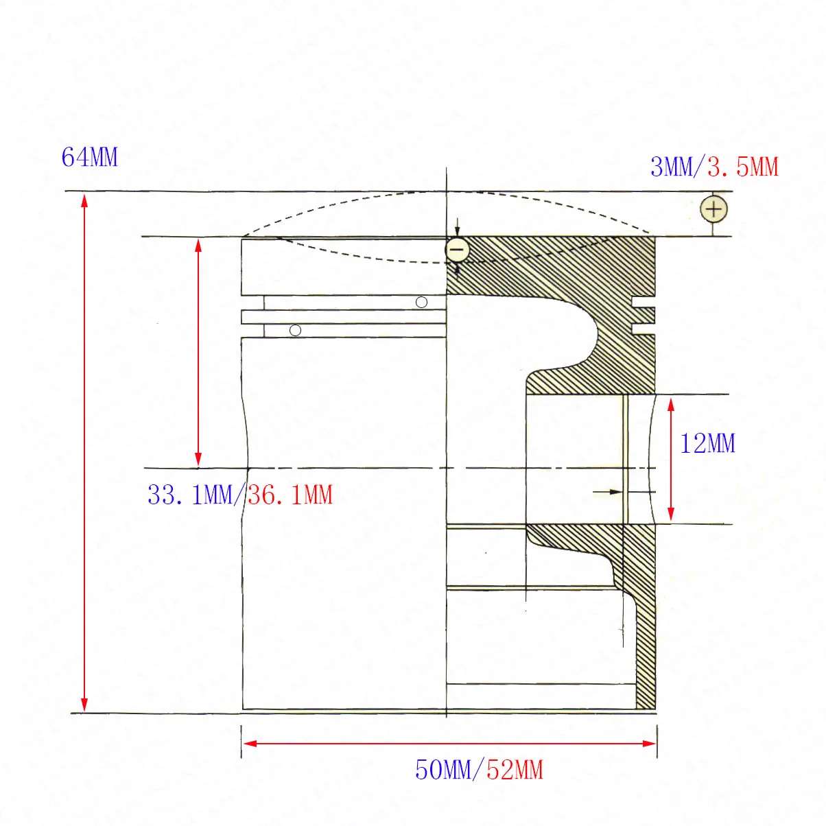 JOG 90 100 50MM 52MM 12MM Piston Kit  90CC 100CC Minarelli Jog 1P50QMF 1P52QMG Jmstar Wangye Sunny Keeway  Roketa  Scooter Buggy