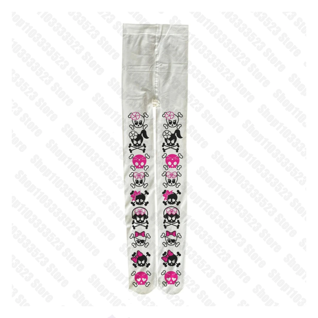 Emo Girls Y2k-pantimedias con gráfico gótico Vintage, pantimedias estéticas con estampado de calavera, ropa de calle Punk Y2k, pantimedias ajustadas de estilo fino