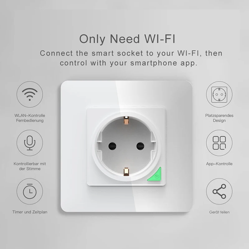 Avoir Tuya Smart Power Socket With Timer Switch EU Standard 220V Zigbee Wifi Bluetooth APP Connect Work With Alexa Google Home