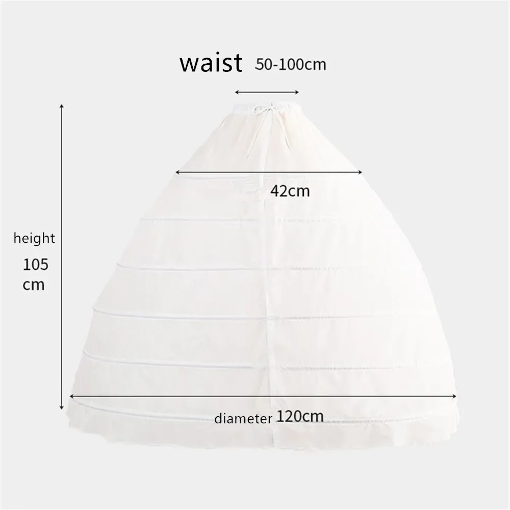 Women's Dome Shape 6 Hoop Petticoats Floor Length Underskirt Slip Crinoline for Ball Gown Wedding Dress