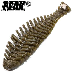 PEAK 92mm Fishing Worm Soft Lures Jig Wobblers Carp Bass Artificial Double Colors Silicone Swimbait