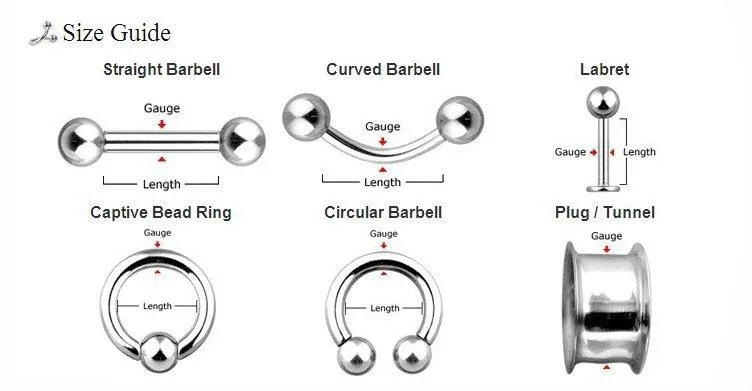 100pcs/lot Straight  Curved Cirvular Captive Bead Ring Labret Barbell Nose Eyebrow Lip Ear Studs Stainless Steel Body Jewelry