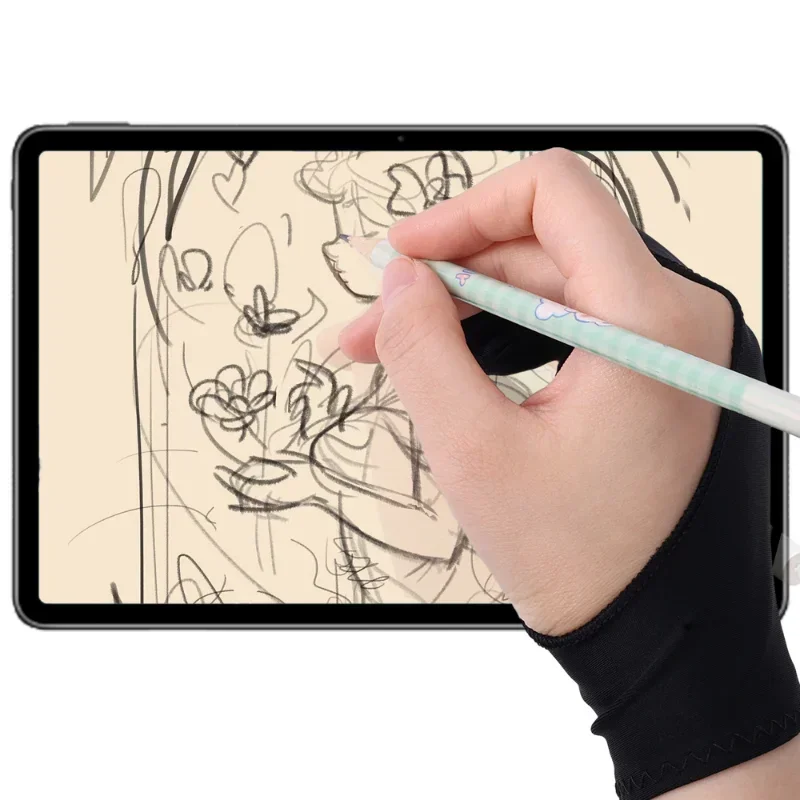 Tablet Screen Gloves Palm Rejection Artist Drawing Glove with Two Fingers Smooth Elasticity Breathable for IPad Stylus Pen