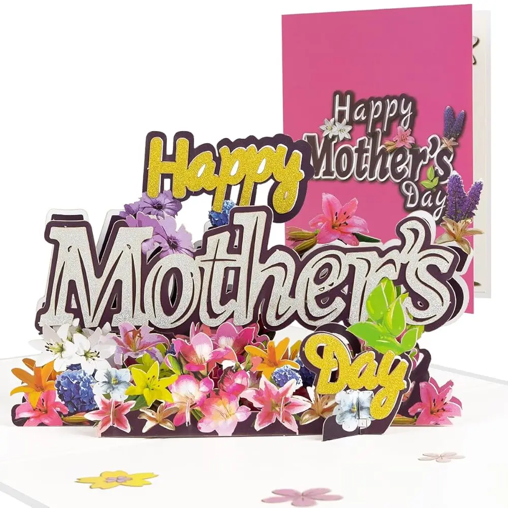 

Открытки на День матери с 3D-эффектом - тема с лилиями, поздравительная открытка ко Дню матери, 3D-открытки для мамы, в комплекте конверт.