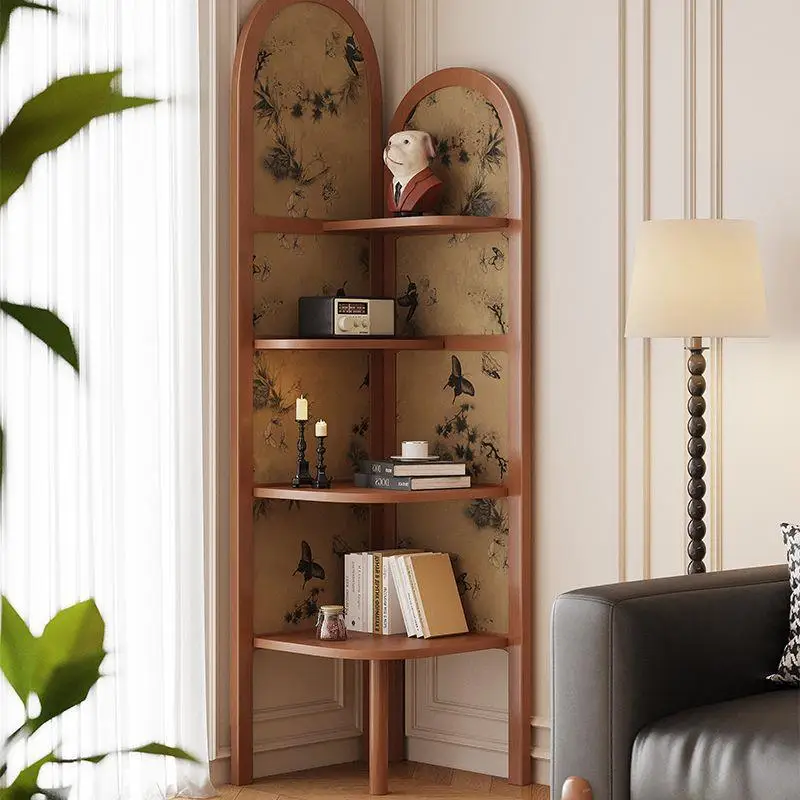 DSA antique style corner cabinet storage decorative screen living room sofa study home solid wood locker combination