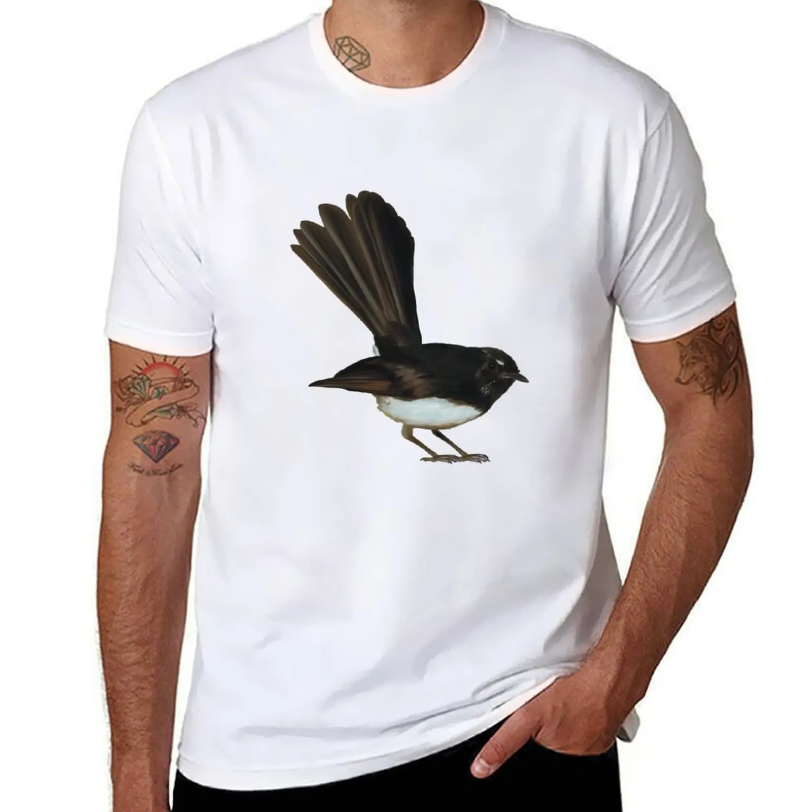 

Australian Willie Wagtail illustration, Willy Wag Tail artwork, cute little bird, backyard bird art T-Shirt