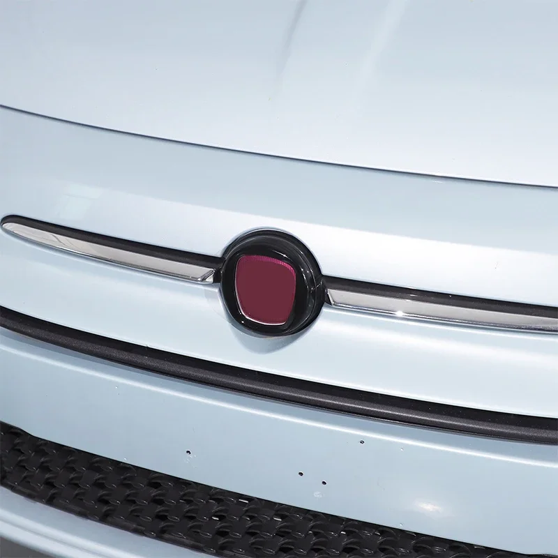 

ABS Gloss Black For Fiat 500 2016+ Car Front and Rear Logo Decorative Stickers Car Exterior Protection Accessories 2Pcs
