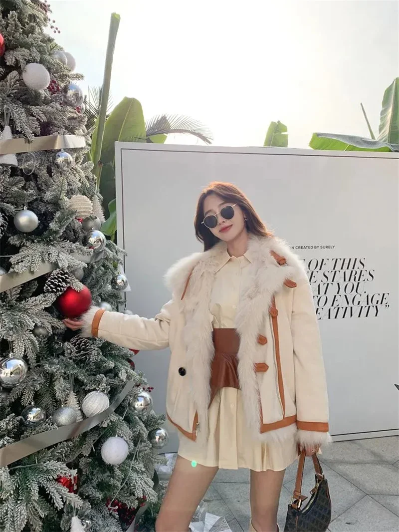 

Women's Coat Winter fox Grass Coat Women's Mid to Long Style Double-Sided Fur One-piece Style Overcomes Coat Thickening JJ1059