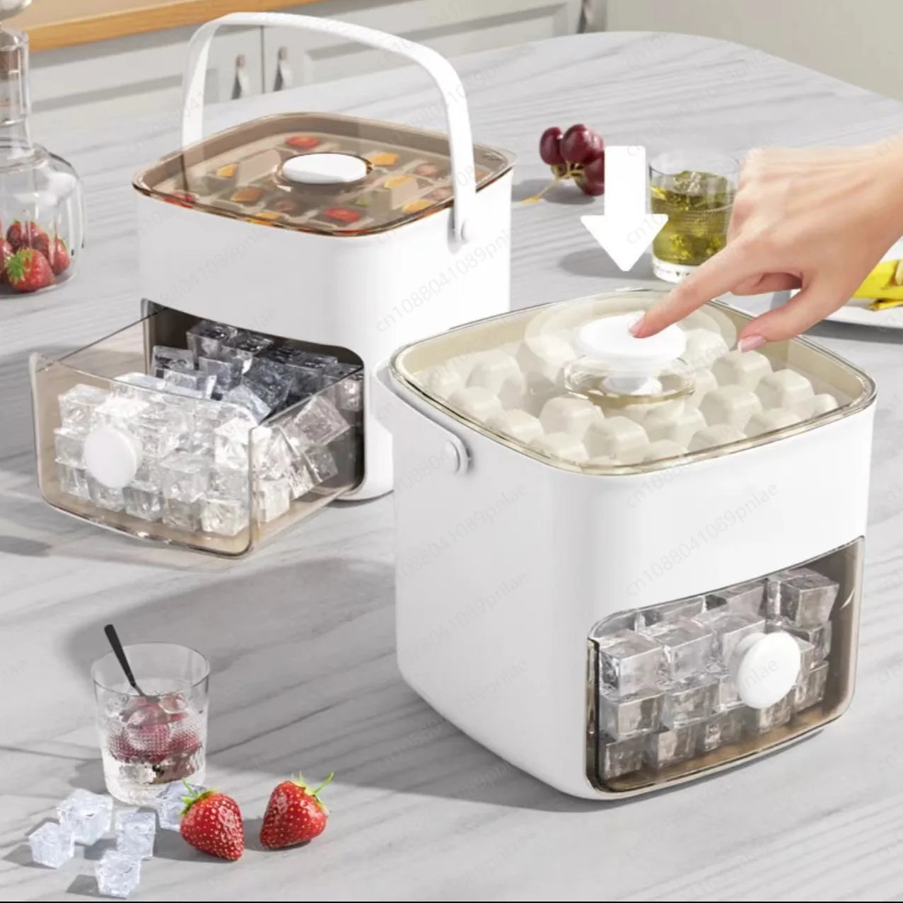 Press-type Double-layer Ice Grid Mold, Food-grade Ice Storage Box, Household Ice-making Artifact