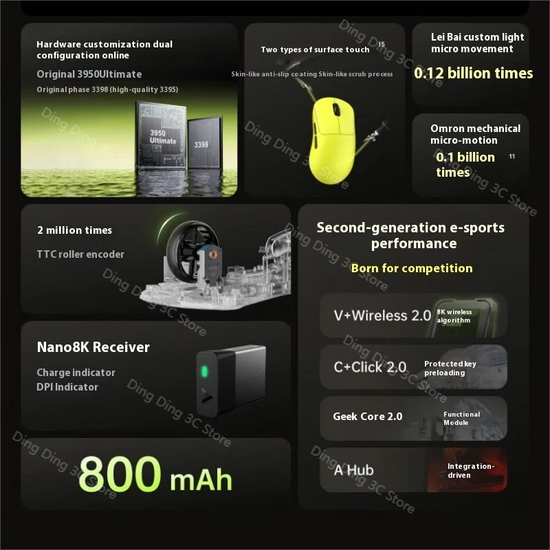 Rapoo VT3S Second-Generation Wireless Mouse Dual 8K Return Long Battery Life Lightweight Ergonomics Office Gaming Mouse Custom