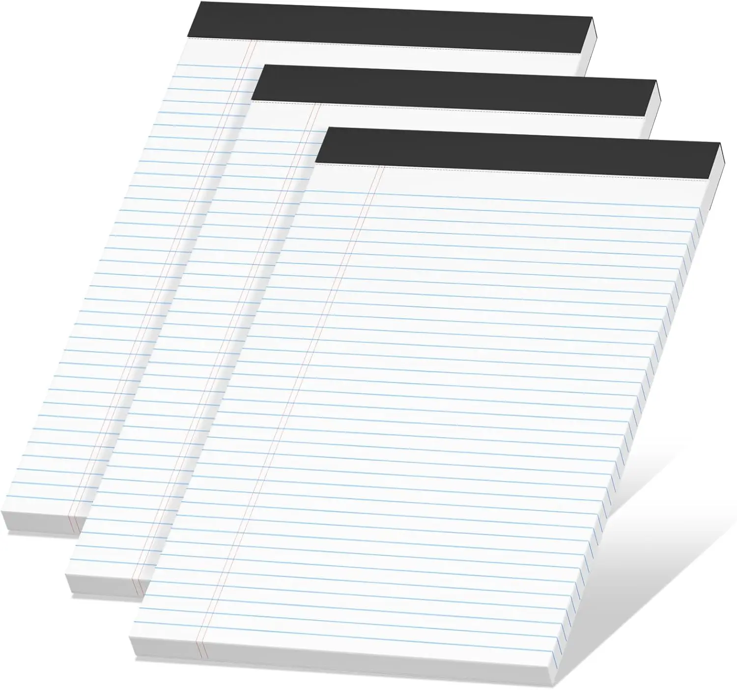 

3-Pack Narrow Ruled Legal Pads 8.5x11, 30 Sheets Each, 70gsm Paper, Perforated