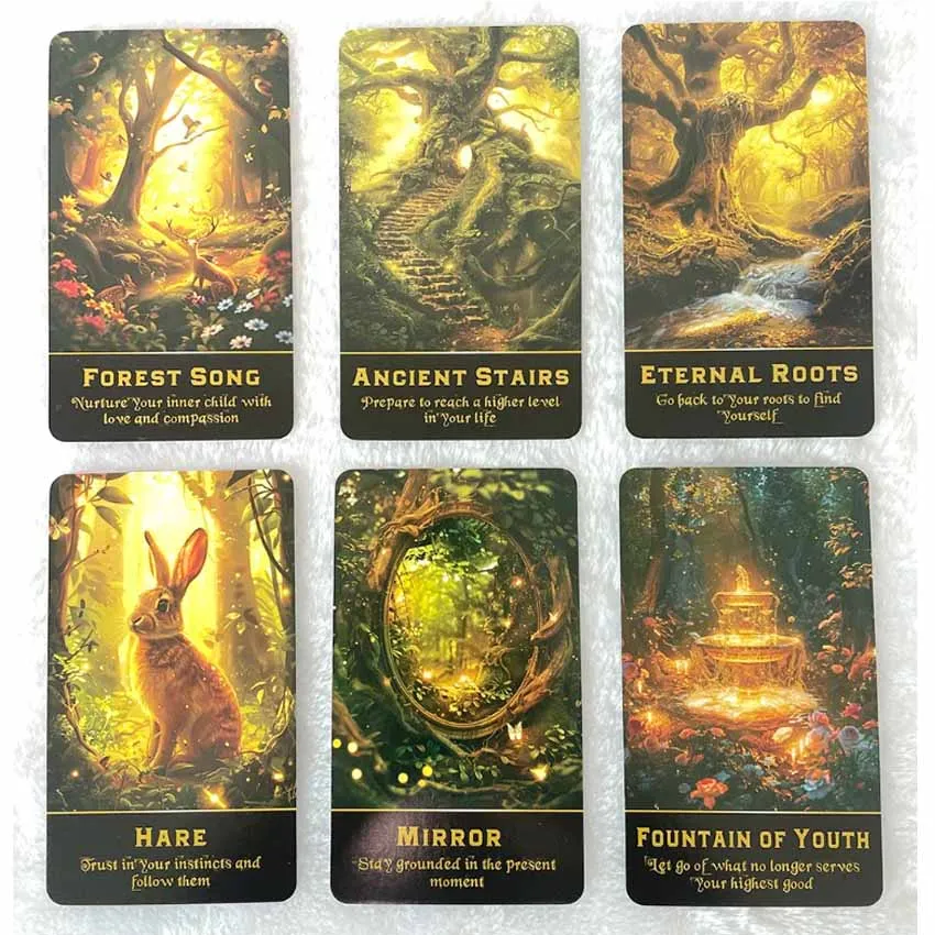 Enchanted Forest Oracle Cards With Meaning on It, 12x7cm, 50-Cards Games