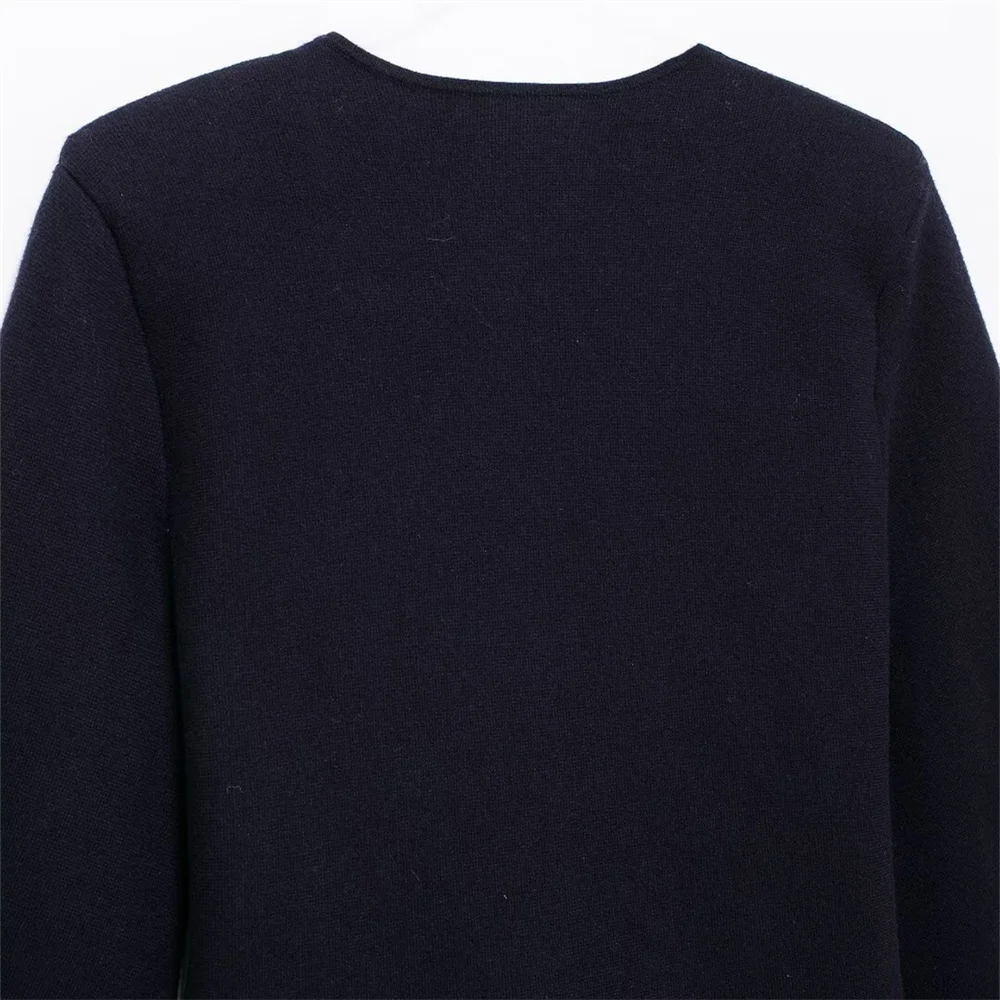 سترة نسائية محبوكة بحزام الخصر وإكسسوارات الكتف للخريف والشتاء ورقبة على شكل حرف V وأكمام طويلة #6