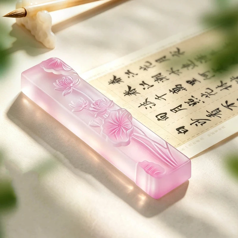 Chinese Calligraphy Paperweight Imitation Glass Like Crystal Chinese Style Calligraphy Painting Writing Stationery Art Supplies