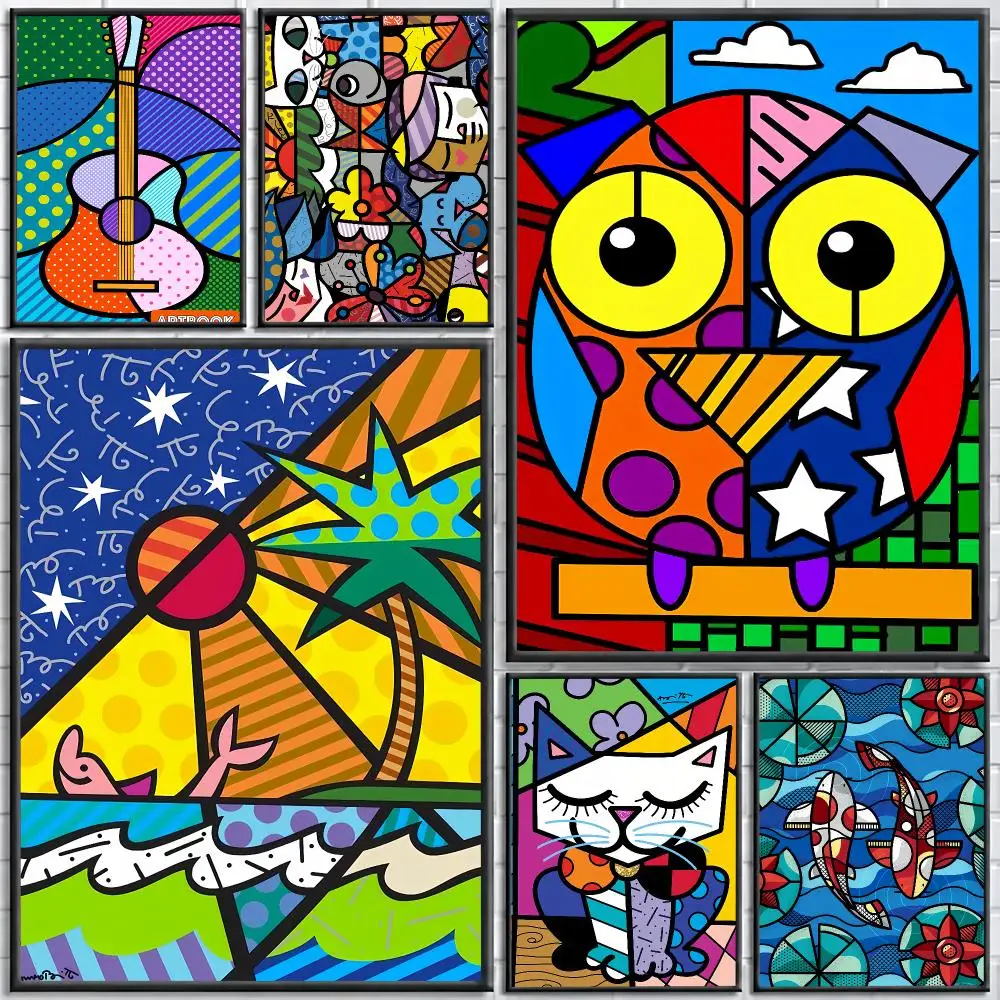 Colors R-Romero B-Britto Art Painting Calligraphy Stylish Canvas Poster Wall Art for Home Decor Gift