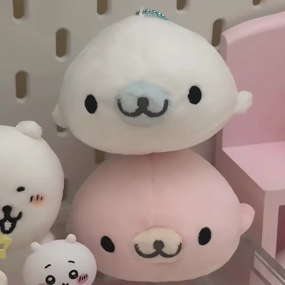 Adorable Fluffy Mamegoma Sakuragoma Shirogoma Seal plush Keychain SANX Pink White Seal Doll Girly Plush Backpack bag Hanging New
