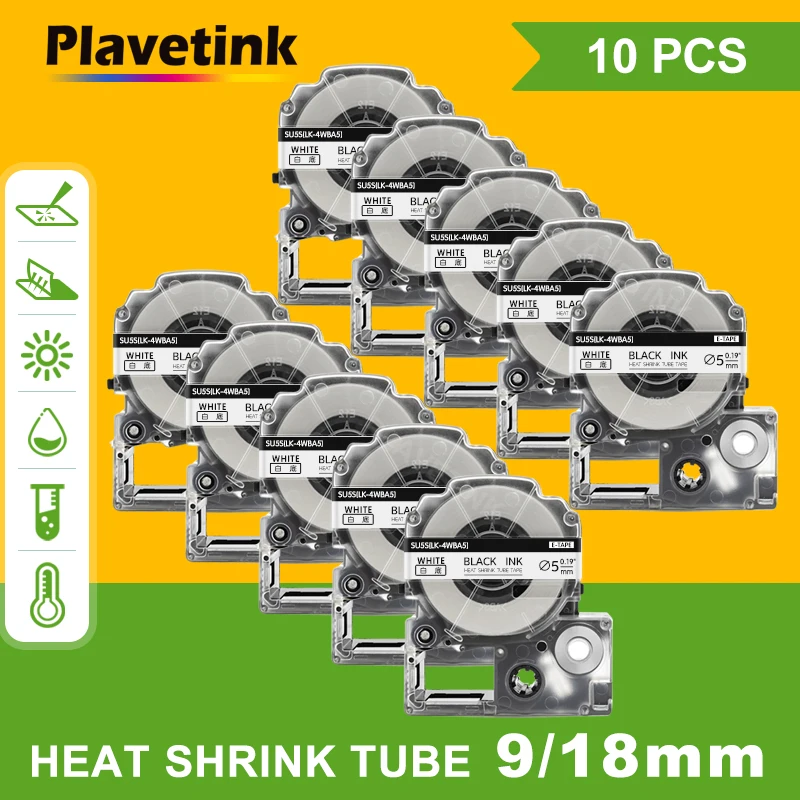 

Plavetink 10x Белый термоусадочный фотоэлемент, совместим с Epson SU11S SU5S Kingjim трубчатая лента с печатью, термоусадочная фотоэлемент для Epson