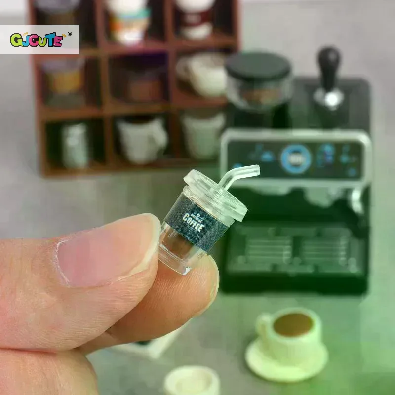 1:12 Dollhouse Miniature Coffee Machine Cup Set Coffee Machine Mixer Machine Model Kitchen Doll Electrical Appliance Model Toys