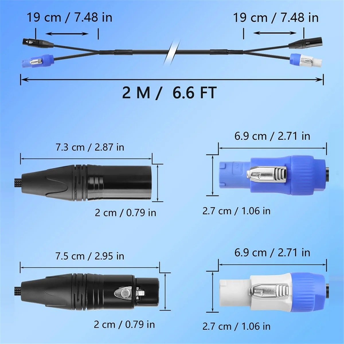 

Удлинительный кабель DMX512, 6,6 футов, комбинированные кабели переменного тока DMX512 3-контактного сигнала XLR для сценического освещения, концертов, мероприятий