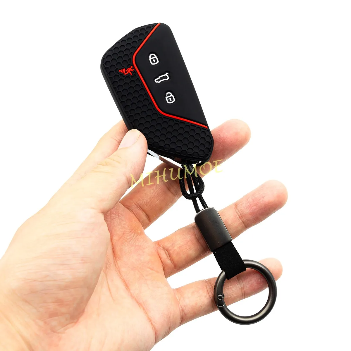 هلام السيليكا 4 أزرار مفتاح السيارة فوب سلسلة غطاء ل 2021-2025 VW Golf GTI R MK8 ID.4 تيجوان أطلس كروس سبورت 2024 2023 2022