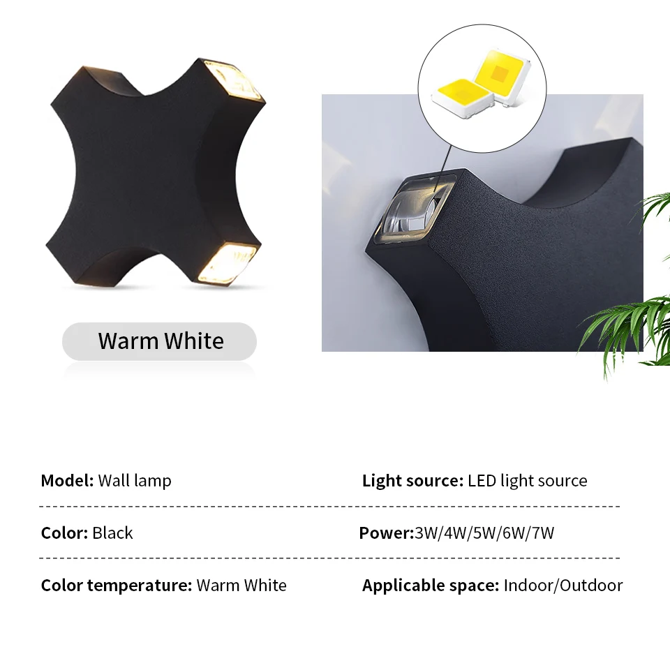 LED-Wandleuchte für den Außenbereich, IP66, wasserdicht, 4 W, 6 W, 8 W, Schwarz, minimalistisch, modern, dekorative Wandleuchte für Flur, Garten,