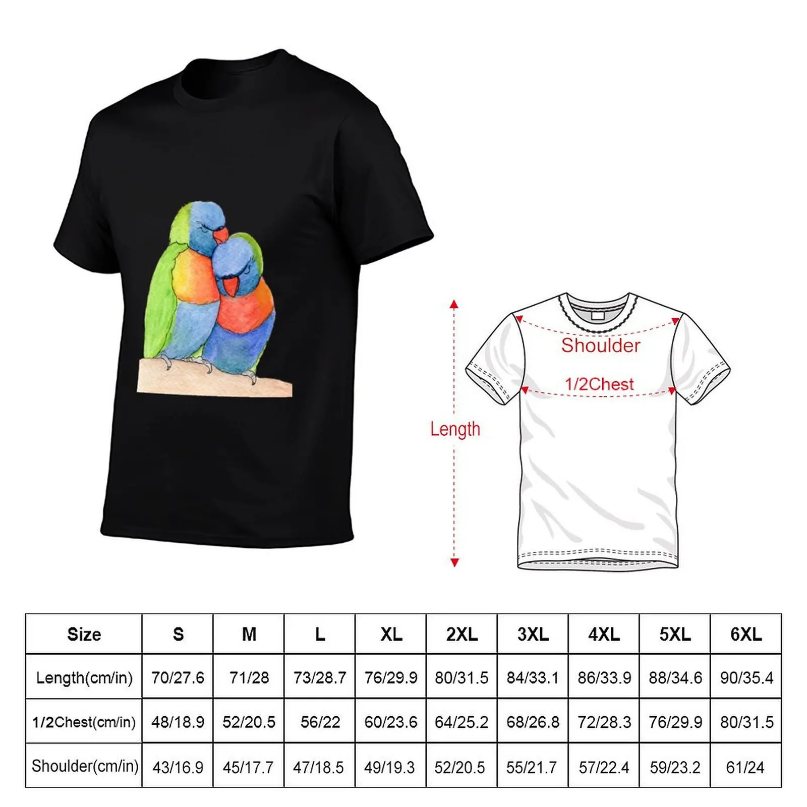 T-shirt surdimensionné Rainbow Lorrikeet Love Birds pour hommes, chemises d'été, médicaments