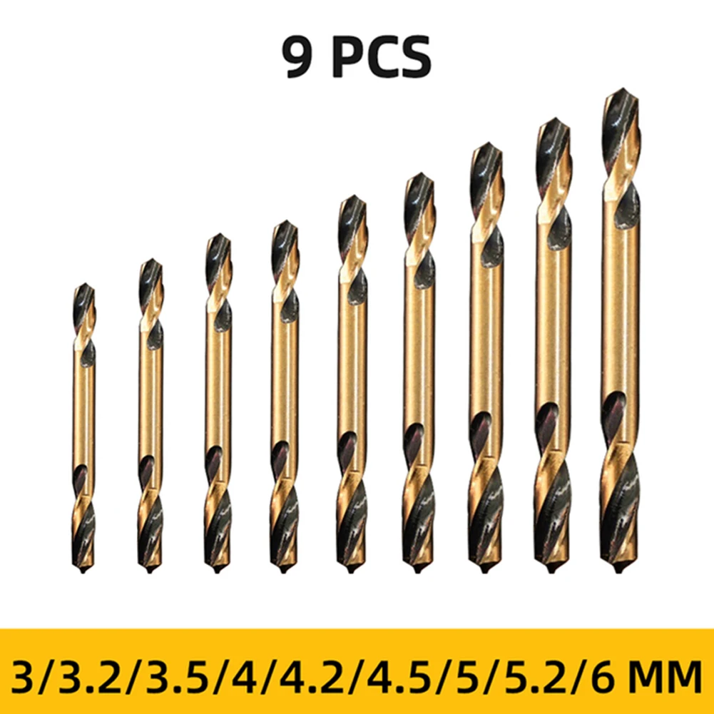 9pcs Double-headed Auger Drill Bits High Speed Steel Hand Drill For Metal Stainless Steel Wood Drilling 3mm-6mm Power Tool Parts