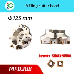 125mm Milling Cutter Head MFB288 CNC 88 Degrees Heavy Cutting Fast Feed Milling Cutter Disc FOR SNMU SNGX1205 Insert