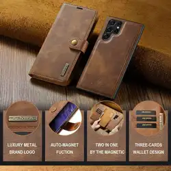 Detachable Magnetic Leather Wallet Case for Samsung Galaxy S20 FE S21 Plus S22 S23 S24 Ultra S25 Edge S26 Removable Flip Cover