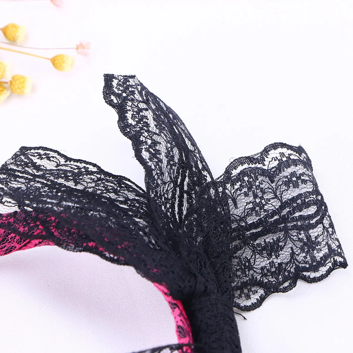 2Pcs Black Red Bow Lace Hairband Set for Women Girls Halloween Party Costume Dinner Holiday Fashion Accessory Bow Hair Hoop
