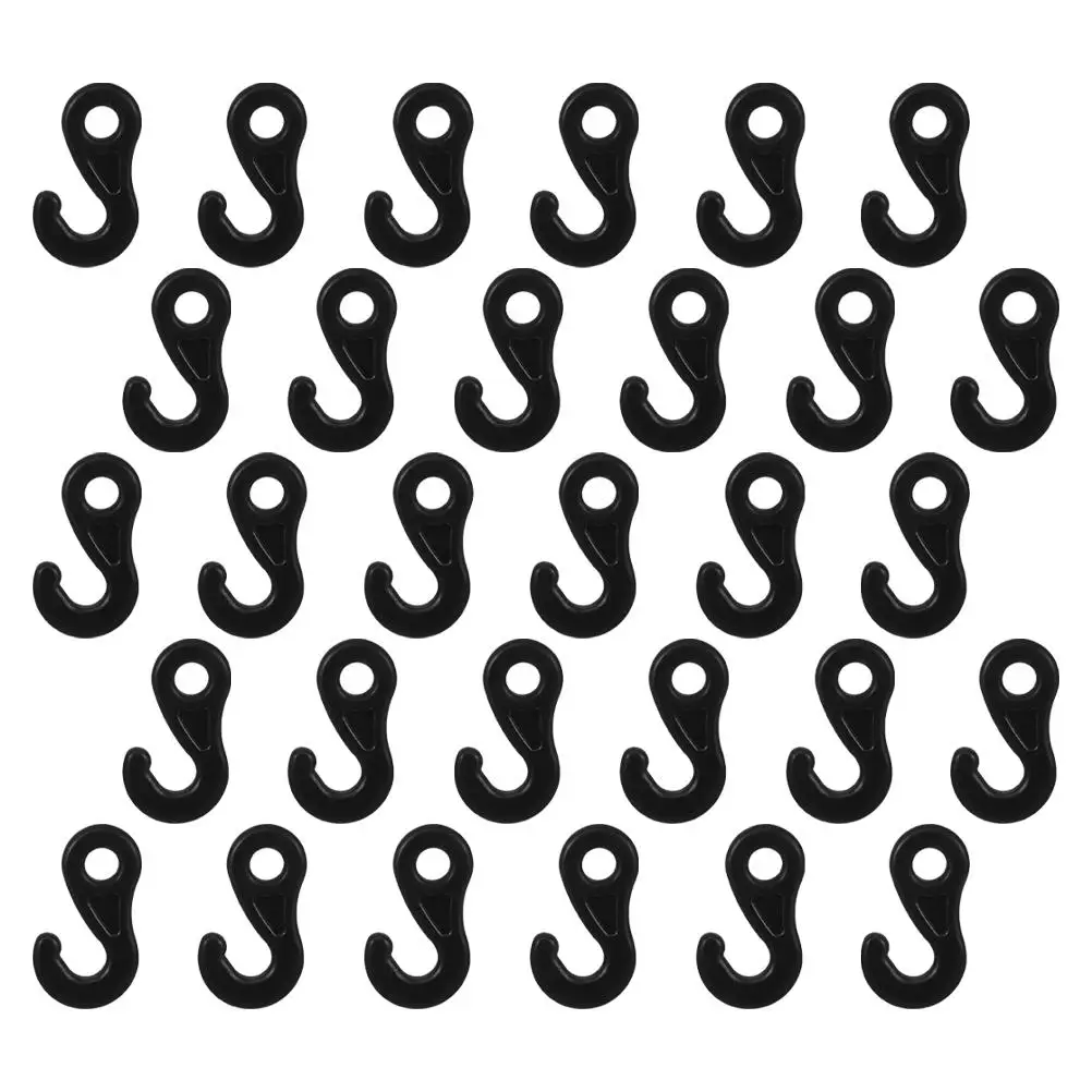 

30pcs Outdoor Tent Hooks Camping Gear Small End Buckle Plastic Fastener Clamp Rope Bungee Cord Secure Fix Vehicle Parts Hook