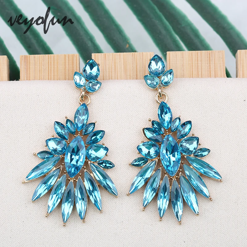 Veyofun Geometric Crystal Drop Earrings Elegant Party Earrings for Women Fashion Jewelry Brinco Wholesale