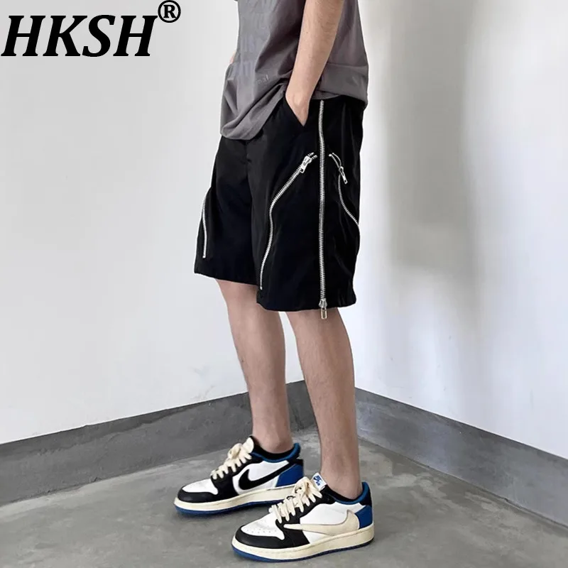 

Шорты HKSH в американском стиле High Street с молнией, в стиле сафари, летние, новые, мужские, темные, функциональные, модные, свободного кроя, повседневные, спортивные HK20809