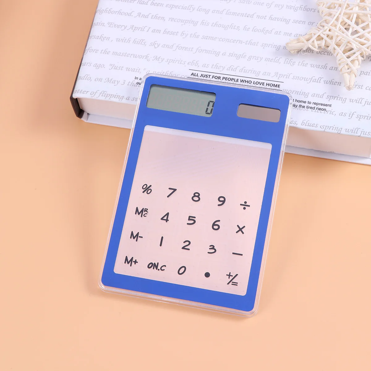 Ultra Thin Calculator Solar Powered Transparent Touch Screen Compact For School Office Home Use Mini Desktop Calculator Portable